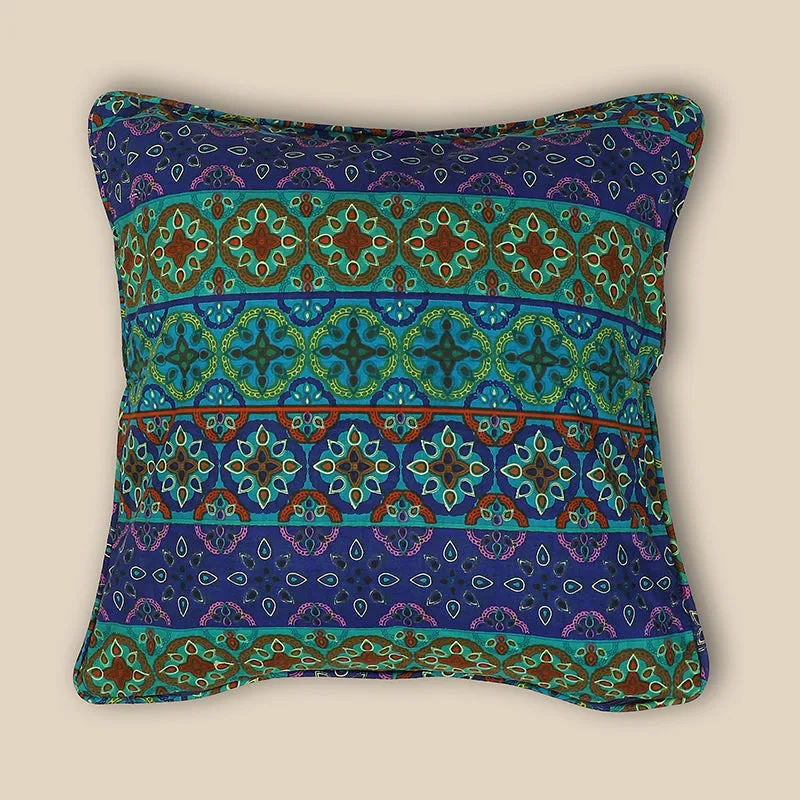 Swayam Riwaaz Printed Cushion Cover (Green,Blue) - Set of Two media 4
