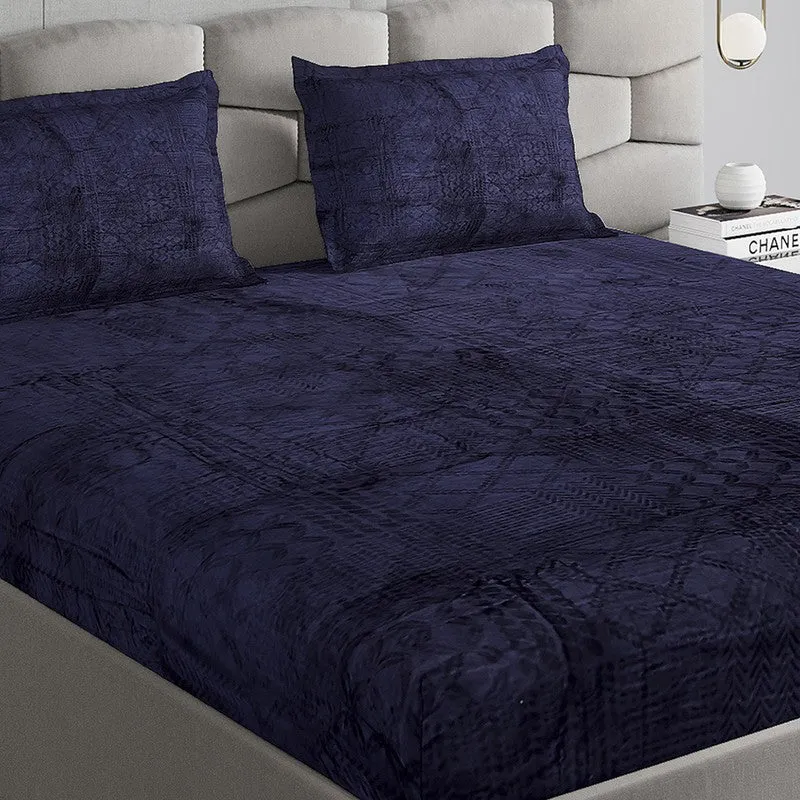 Monte Carlo Color Drift Bedsheet (Navy Blue) - 280 GSM media 3
