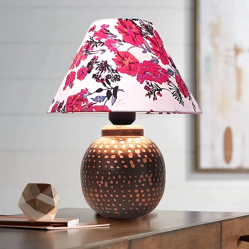 Rosa Damask Metal Fabric Table Lamp - Multicolor media 3