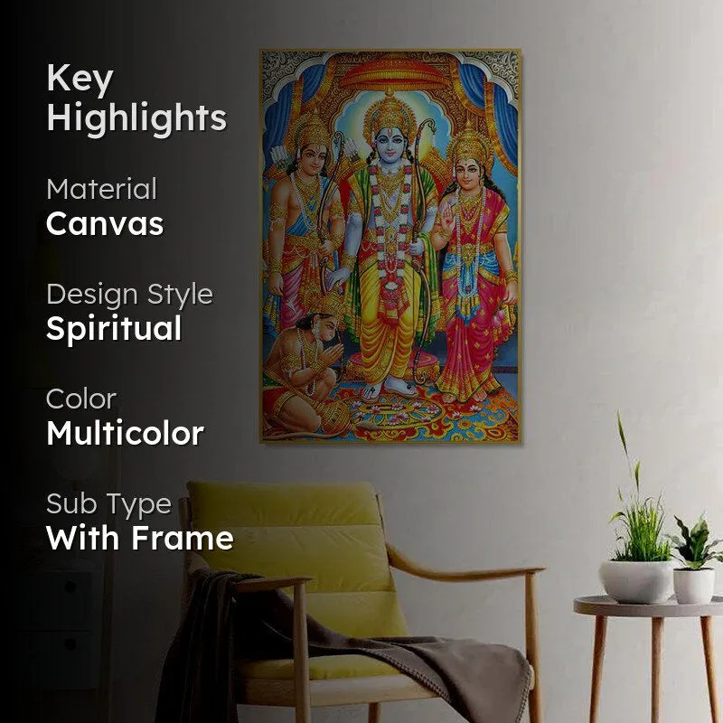 Hanuman's Devotion Spiritual Canvas Wall Painting With Frame media 2