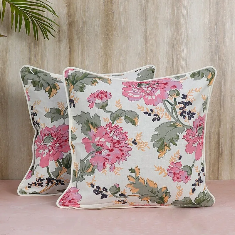 Swayam Soft Rosa Printed Cotton Cushion Cover - Set of Two media 2