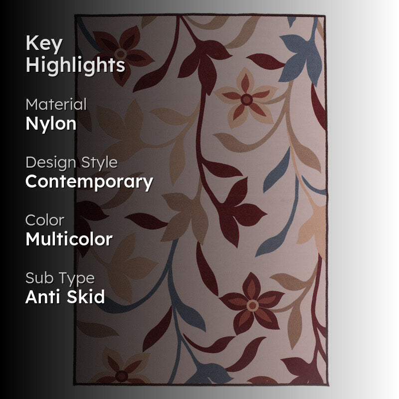 Earthy Flora Anti-Skid Nylon Carpet media 2