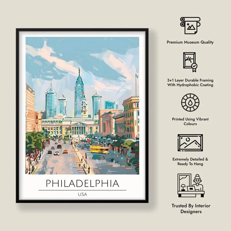 Vintage Philadelphia Framed Canvas Wall Painting media 8