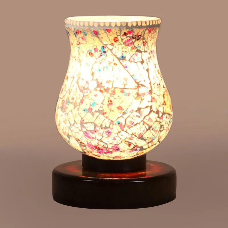 Pristar Mosaic Glass Table Lamp With Wooden Base - Multicolor media 7