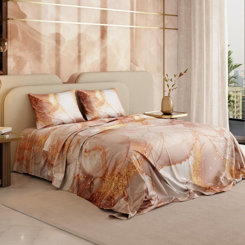 Serenade in Champagne Satin Bedsheets - 150 GSM
