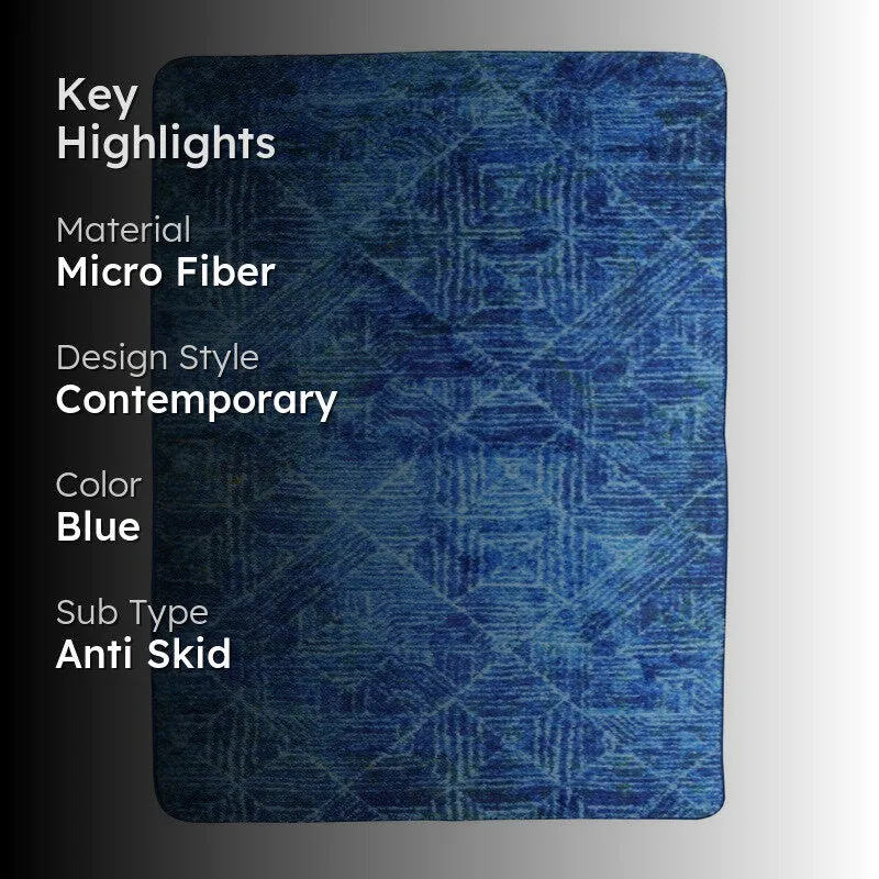 Prynos Abstract Micro Fiber Area Rug - Blue media 2