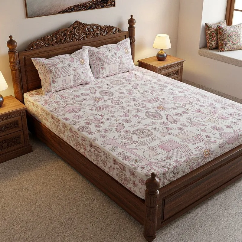 Karunya Tribal Cotton Bedsheet - 160 TC media 1