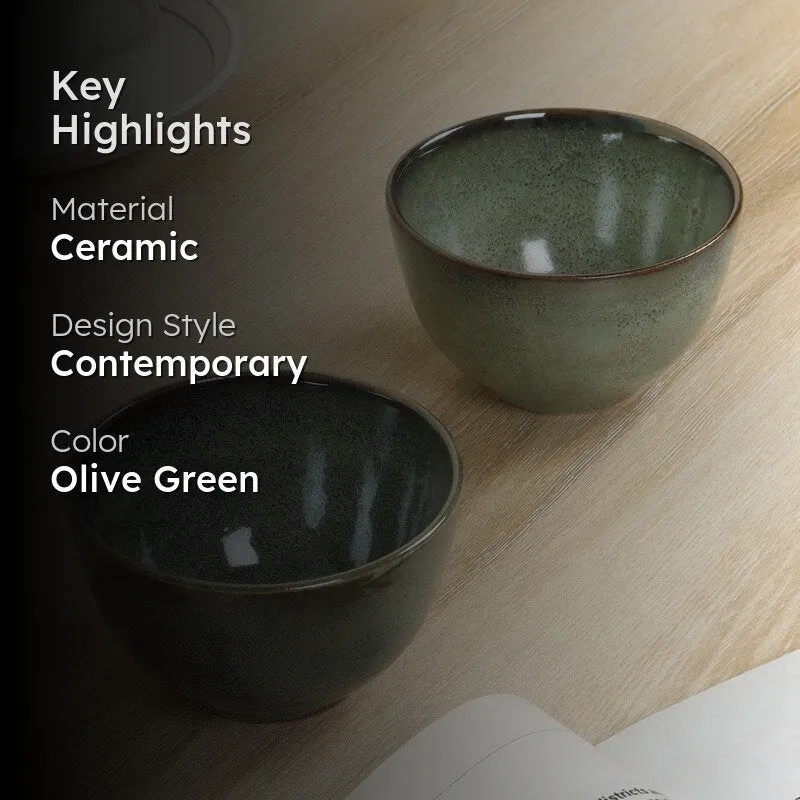 LuxeServe Snack Bowls (Olive Green,200 mL Each) - Set Of Two media 2