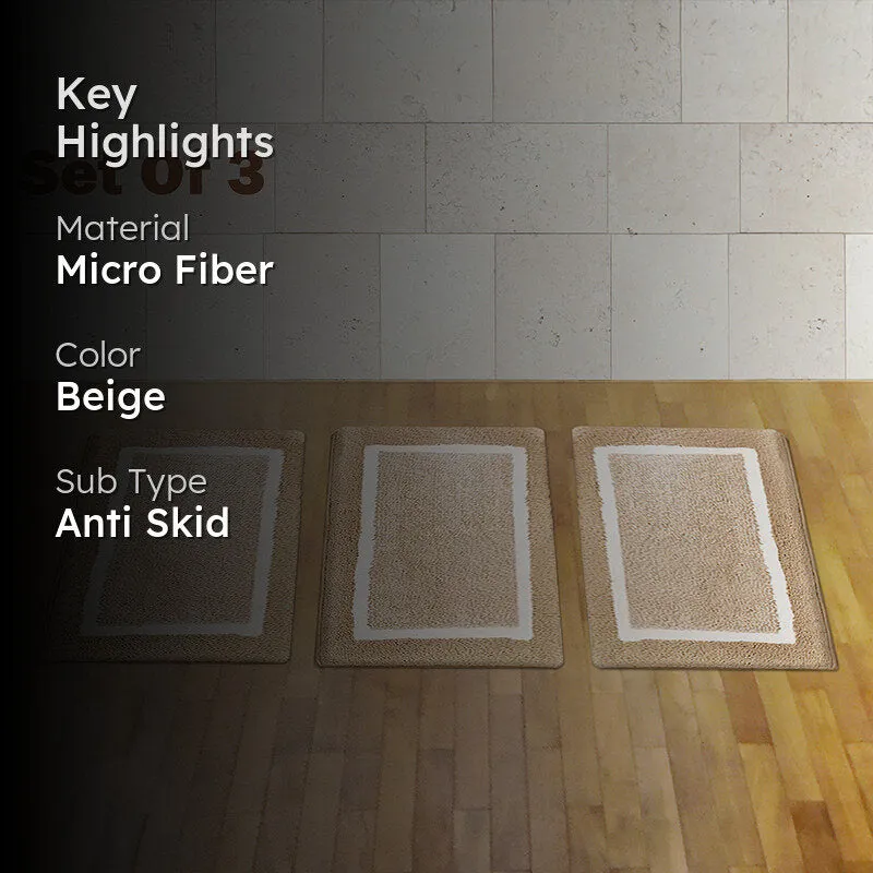Luxe Anti Skid Bath Mat (Beige) - Set Of Three media 2