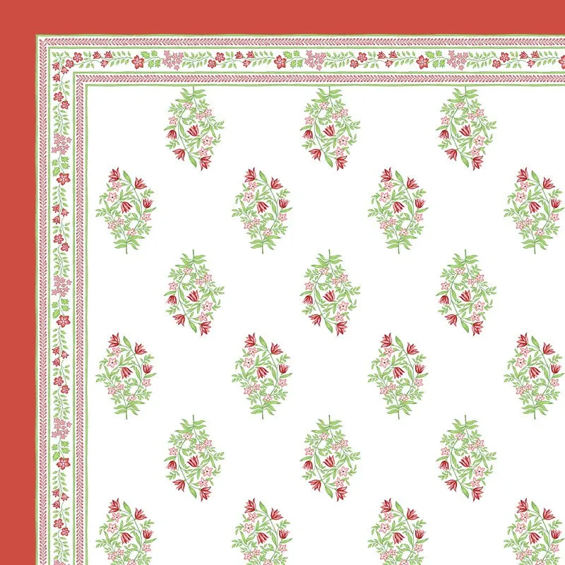 Rang Flow Cotton Bedsheet (Green,Red,White) - 120 TC media 6