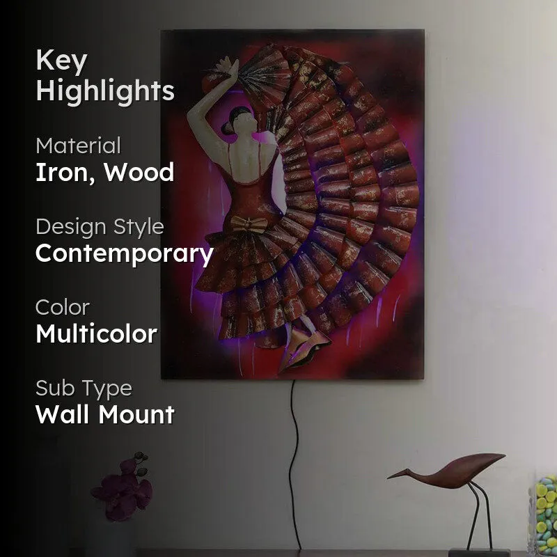 Dancer In Red Iron Wall Accent With Wooden Frame media 2