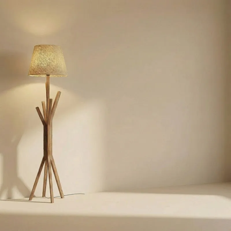 Diora Wooden Floor Lamp With Fabric Shade media 5