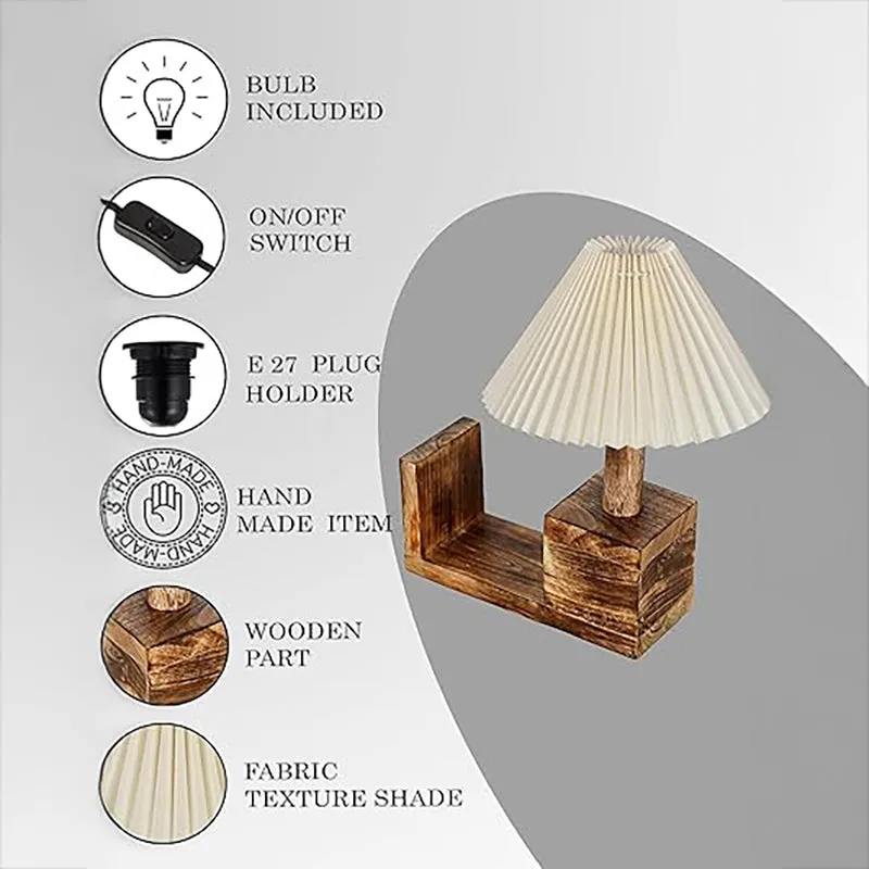 Sentry Pleated Fabric Table Lamp - Ivory,Brown media 7