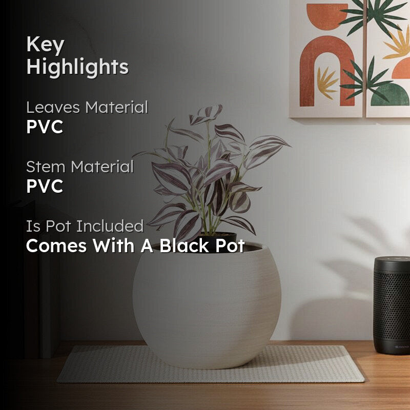 Artificial Wandering Dude Plant With Black Fiber Pot - 0.9 Feet media 2