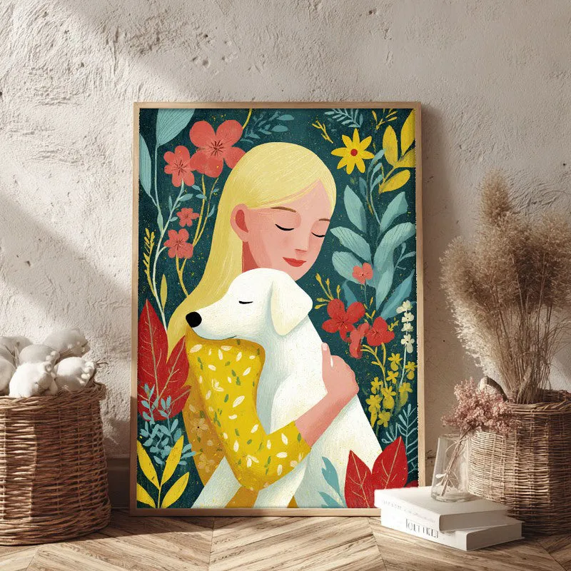 Petals & Paws Canvas Wall Painting - Brown Frame media 3