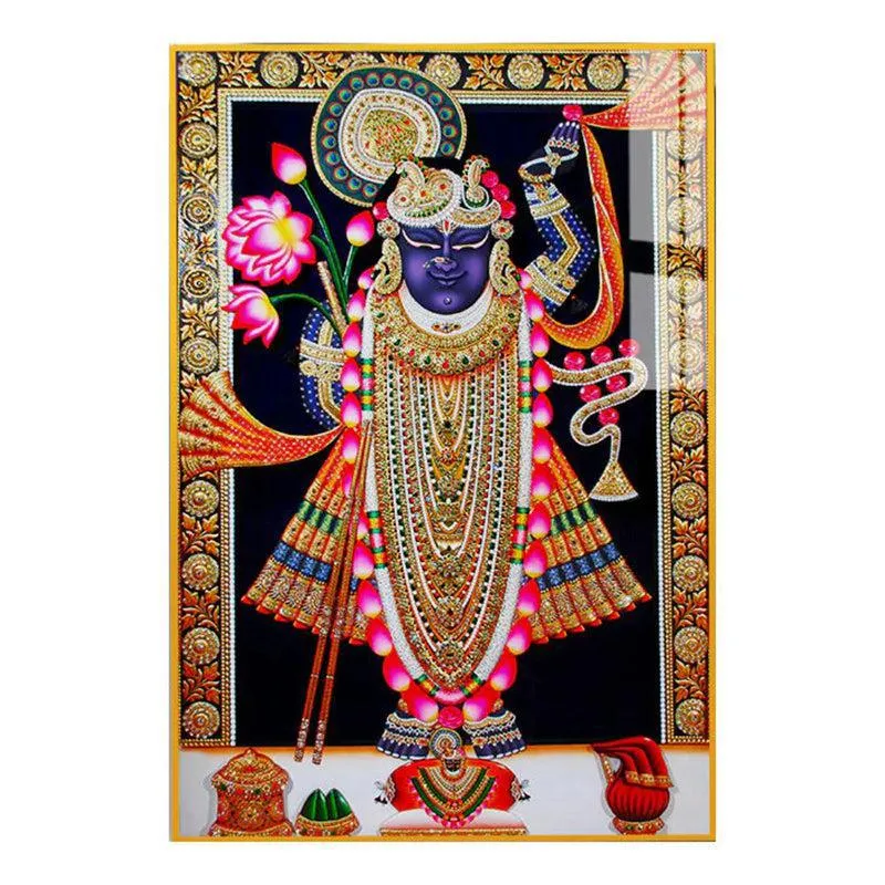 Vandhe Mukunda Spiritual Canvas Wall Art With Frame - Gold media 3