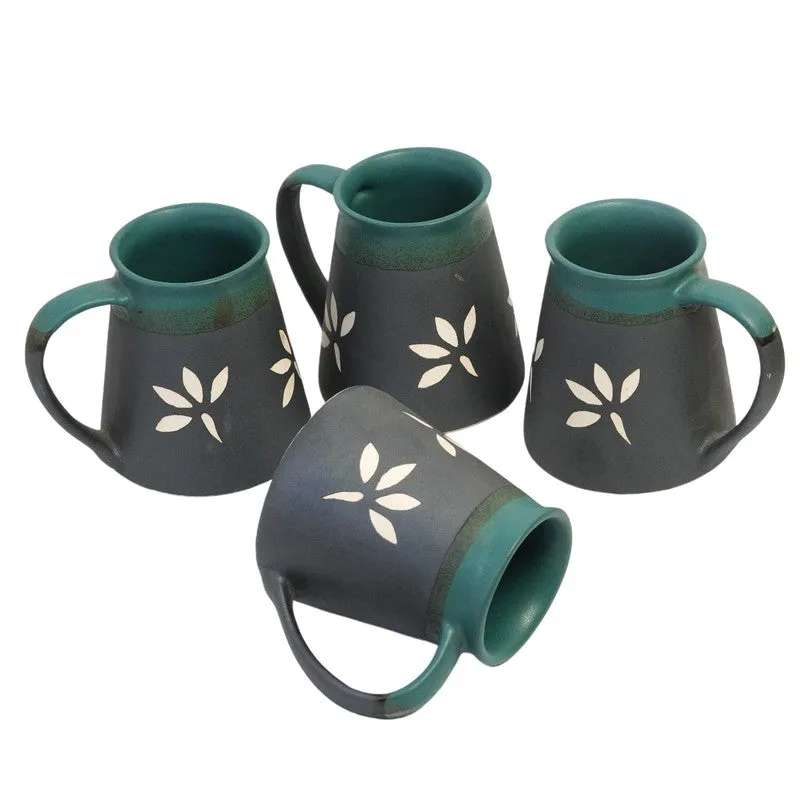 Ceramic Ceramic Coffee Mug (270 mL Each,Green,Black) - Set Of Four media 7