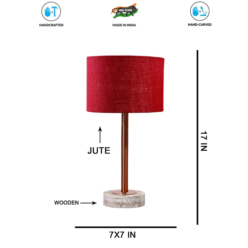 Sienna I Rodin Wooden Table Lamp - Maroon,Copper,White media 7