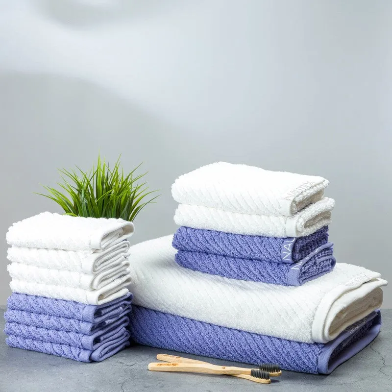 Nautica Riviera Soft Cotton Towel Set (White & Blue) - Fourteen Piece Set media 1