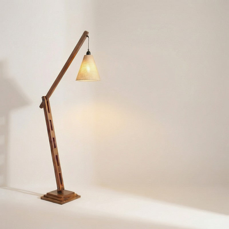 ConicalGlow Wooden Floor Lamp - Brown media 8