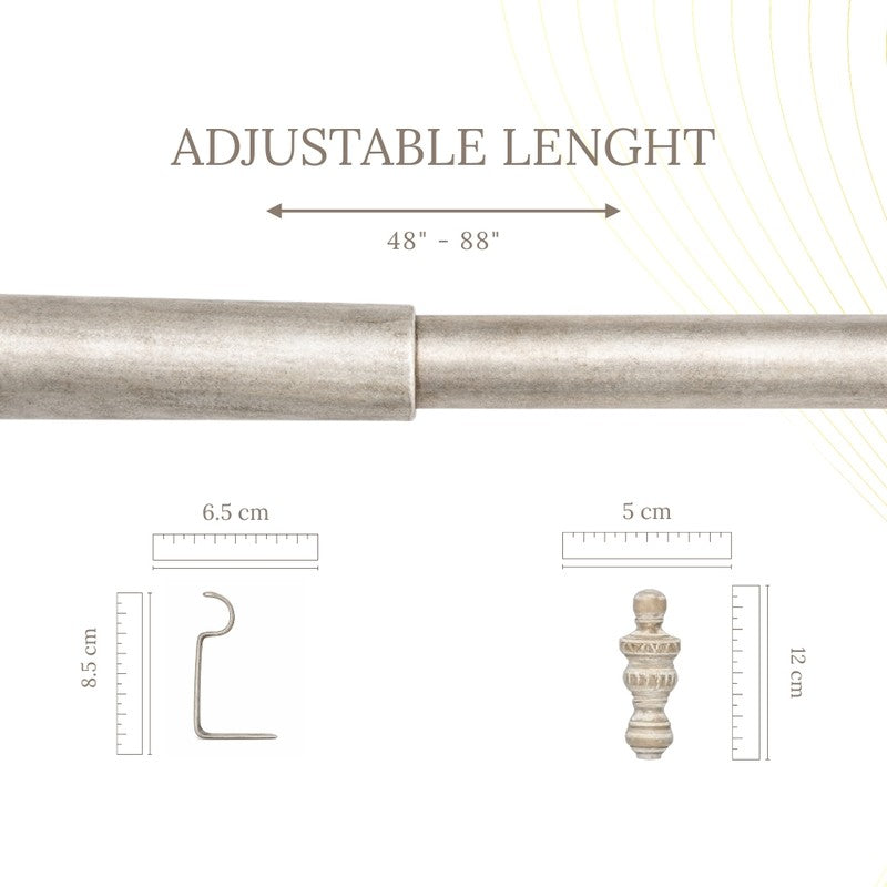 Carvette Extendable 1" Single Curtain Rod With Urn  Finial & Brackets media 5