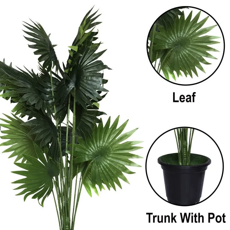 ExoticaGreen Artificial Fan Palm Plant With Black Plastic Pot - 1 Feet media 5