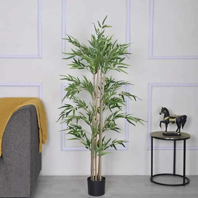 Artificial Bamboo Plant With Black Fiber Pot - 4.9 Feet media 4