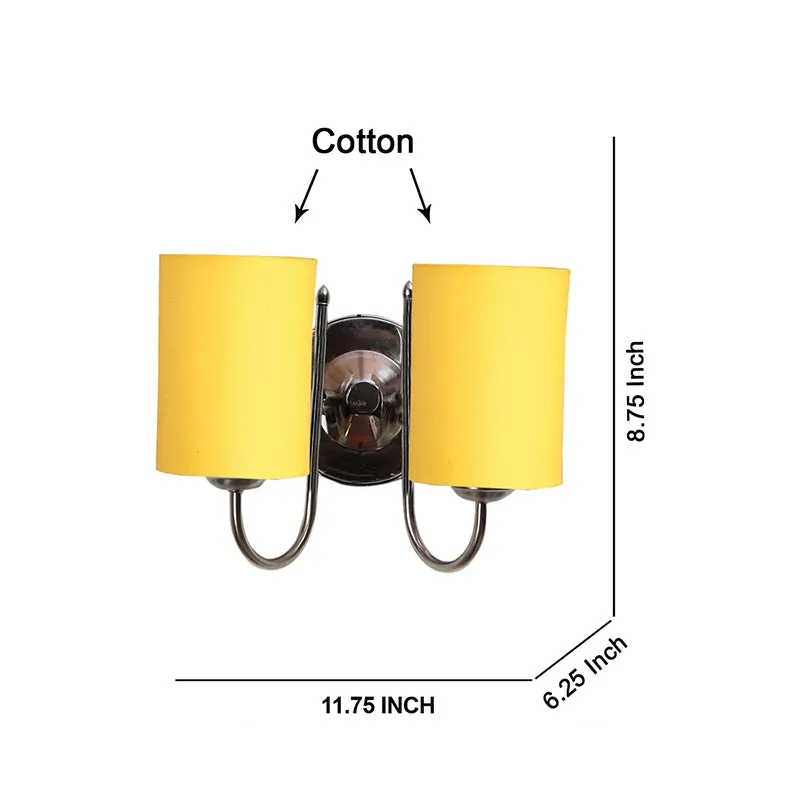 Veda Duo Cylindrical Fabric & Metal Wall Lamp - Yellow media 5