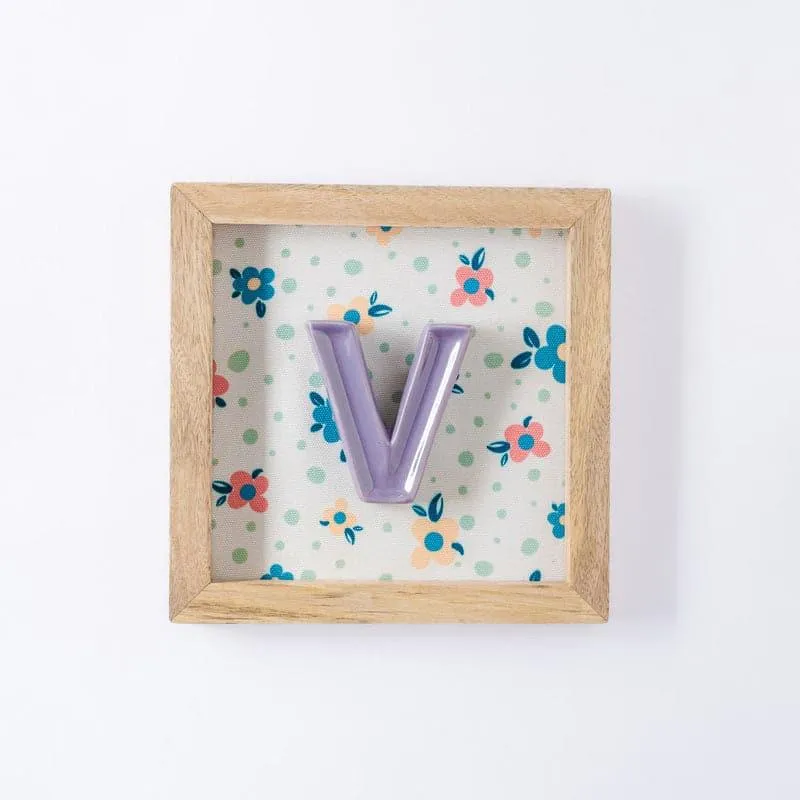 (V) Mini Mottled Mono Ceramic & Wooden Wall Accent - Purple media 1
