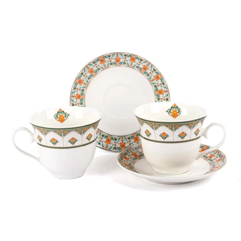 Vintage 24k Gold Brushed Porcelain Tea Cup (300 mL Each) -  Twelve Piece Set media 4