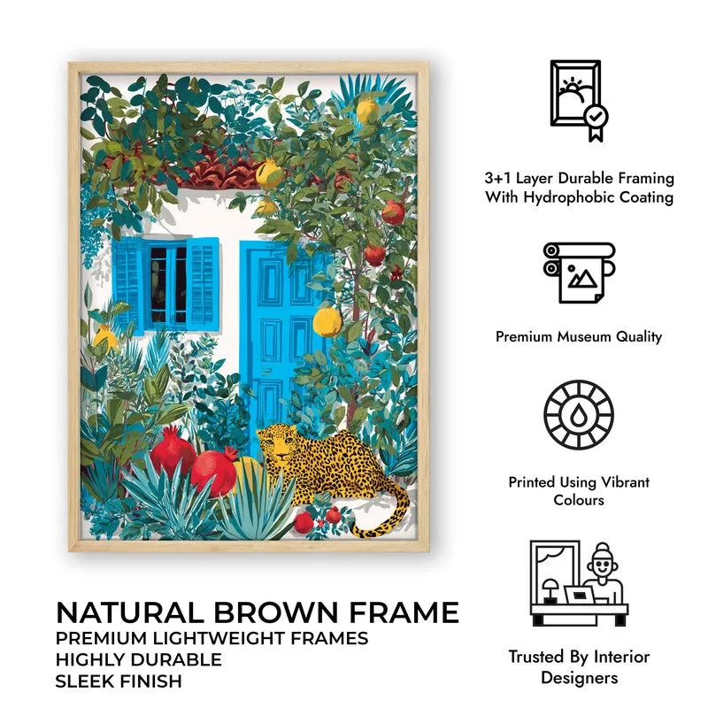 Floravista Botanical Blue Cottage Canvas Wall Painting With Brown Frame media 10