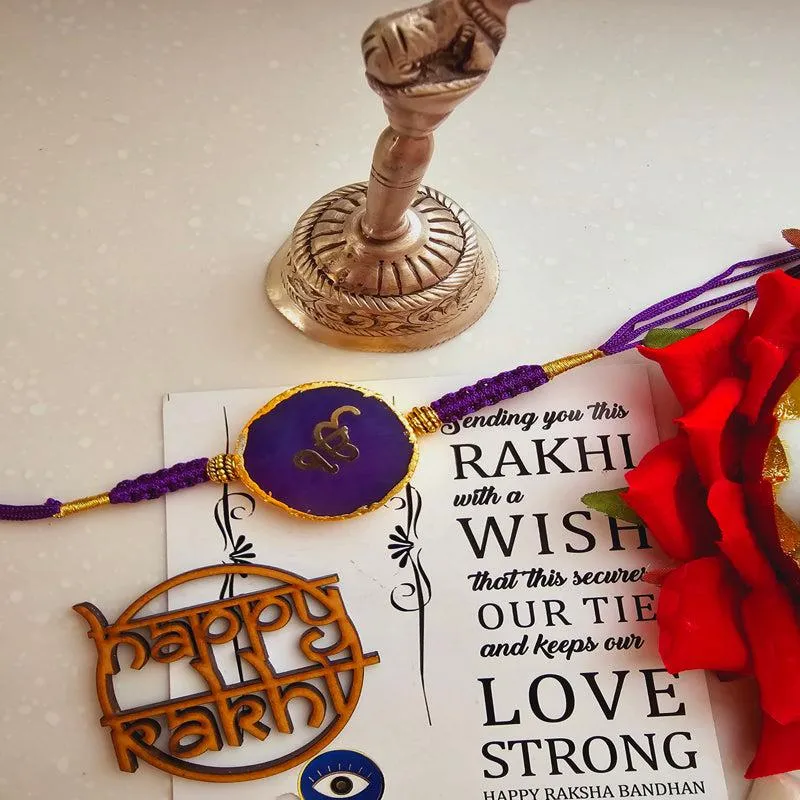 Ik Onkar Purple Agate Rakhi Gift Set media 4