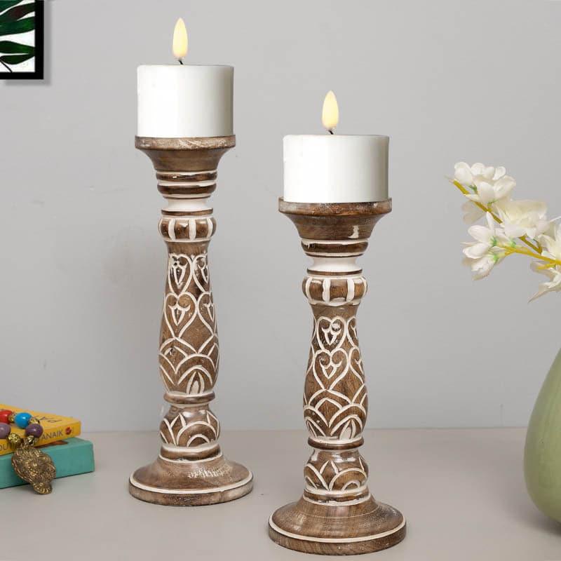 Rae Wooden Candle Holder - Set Of Two media 3