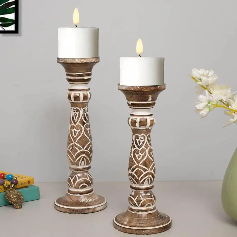 Rae Wooden Candle Holder - Set Of Two media 3