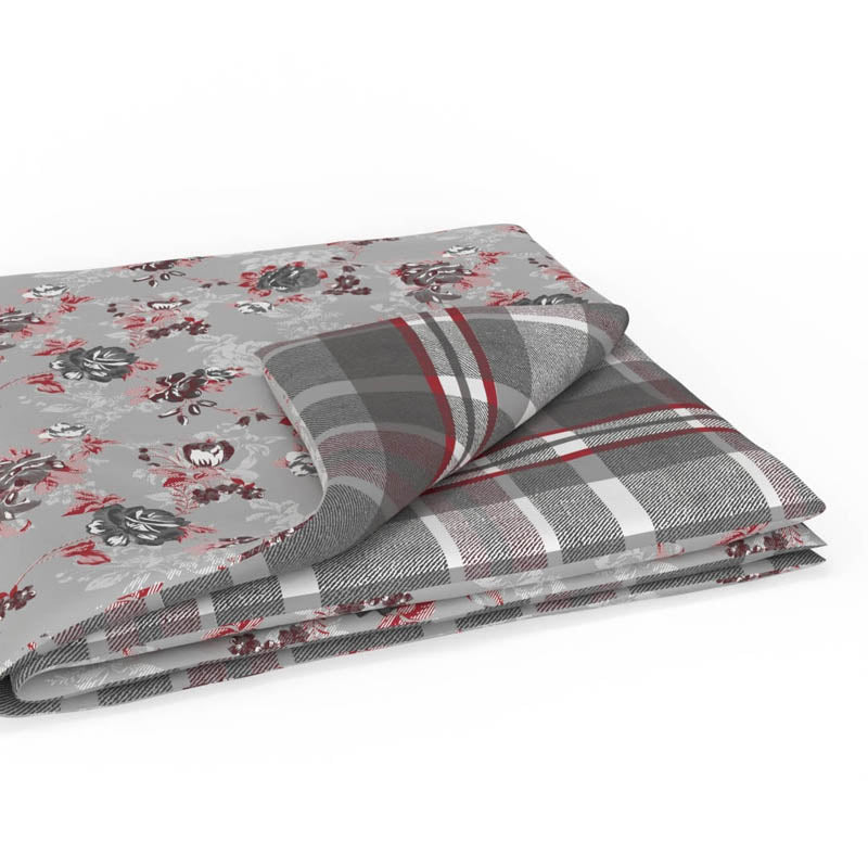 Ziedu Floral Microfiber Dohar (Grey & Red) - 135 GSM media 6