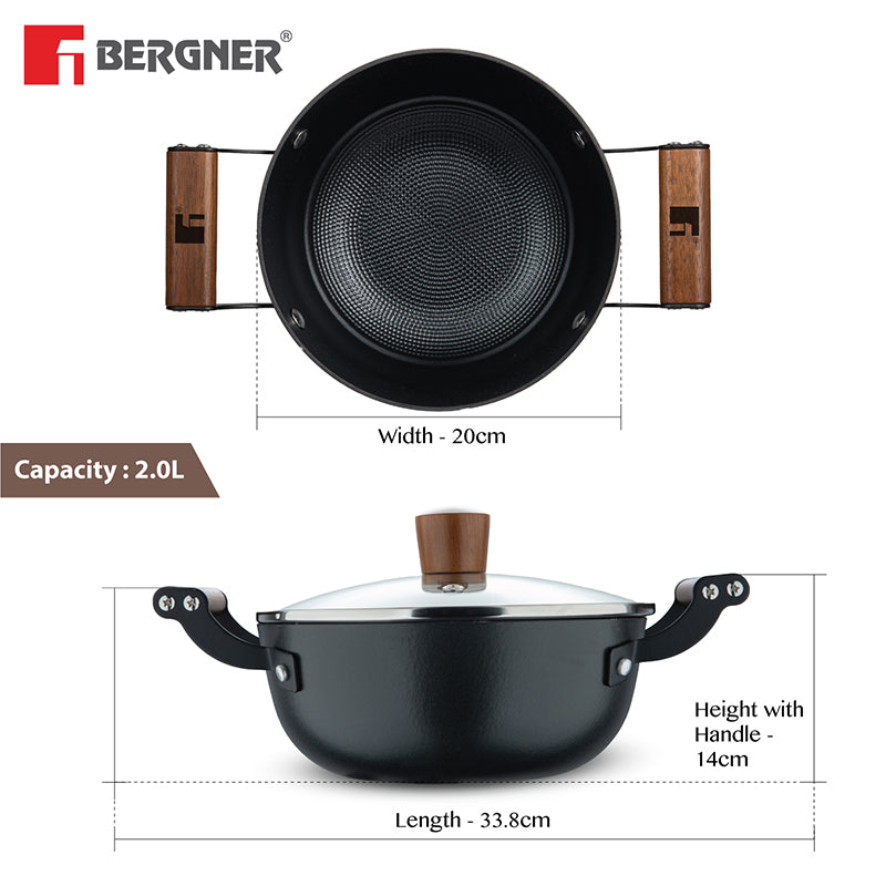 Bergner Ferrocasa Induction Safe Cast Iron Cooking Pot With Glass Lid - 2000 mL/20 cm media 8