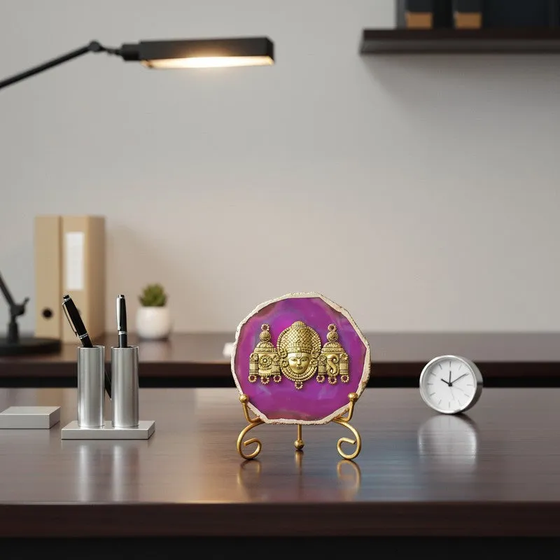 Mahalakshmi Agate Showpiece With Stand - Magenta media 5