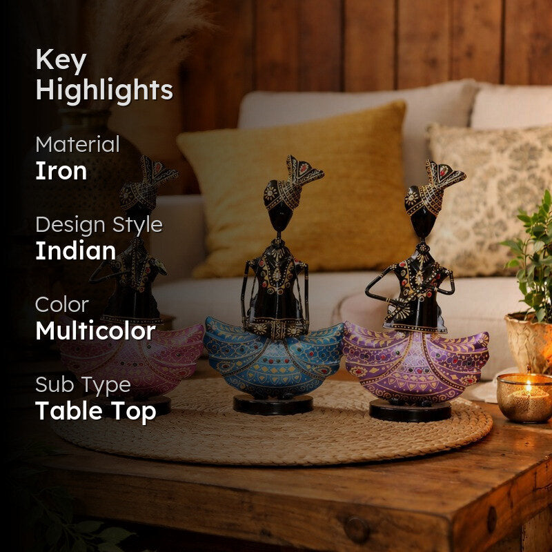 Rajasthani Musician Iron Trio Showpieces - Set Of Three media 2