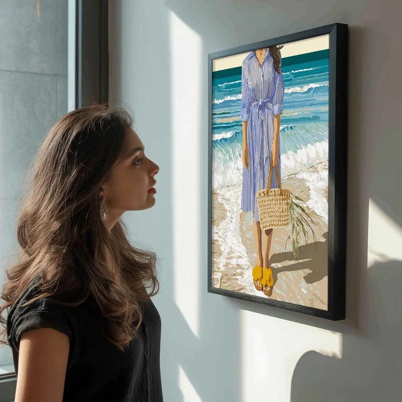 Blue Horizon Canvas Wall Painting - Black Frame media 5