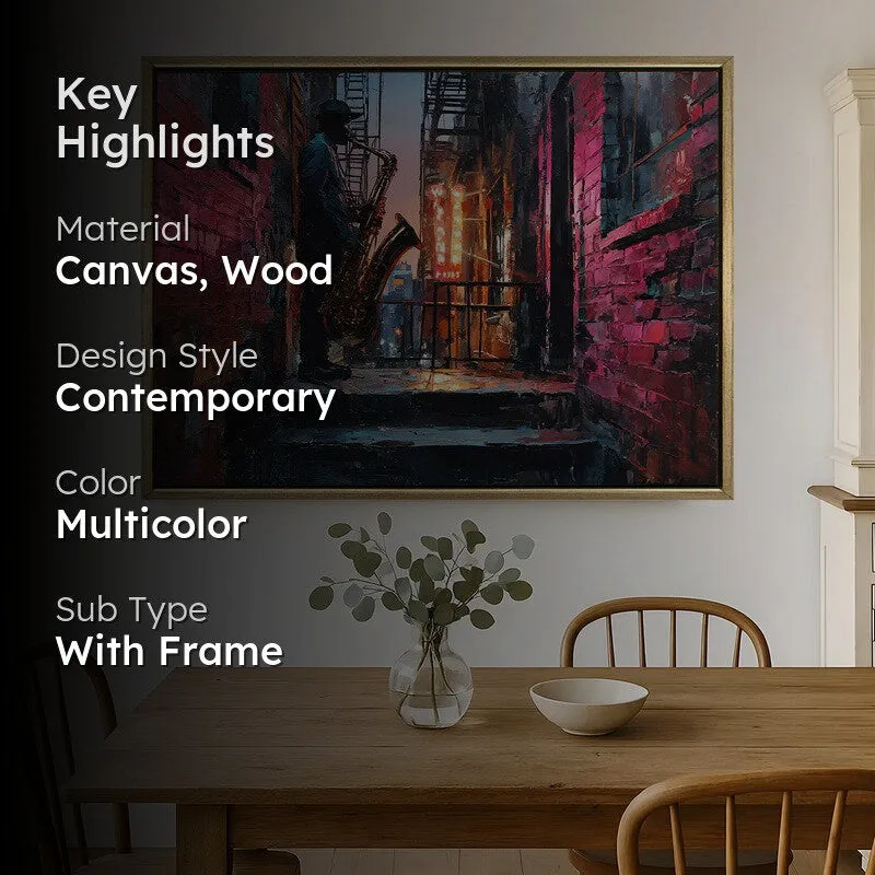 Alley Blues Canvas Wall Painting With Frame media 2
