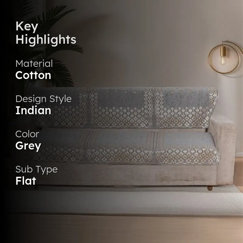 Emsy Cotton Sofa Cover - Grey media 2