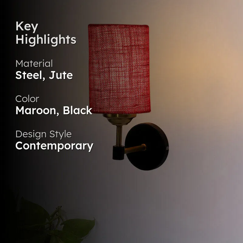 Sienna Sleek Jute Wall Lamp - Maroon media 2