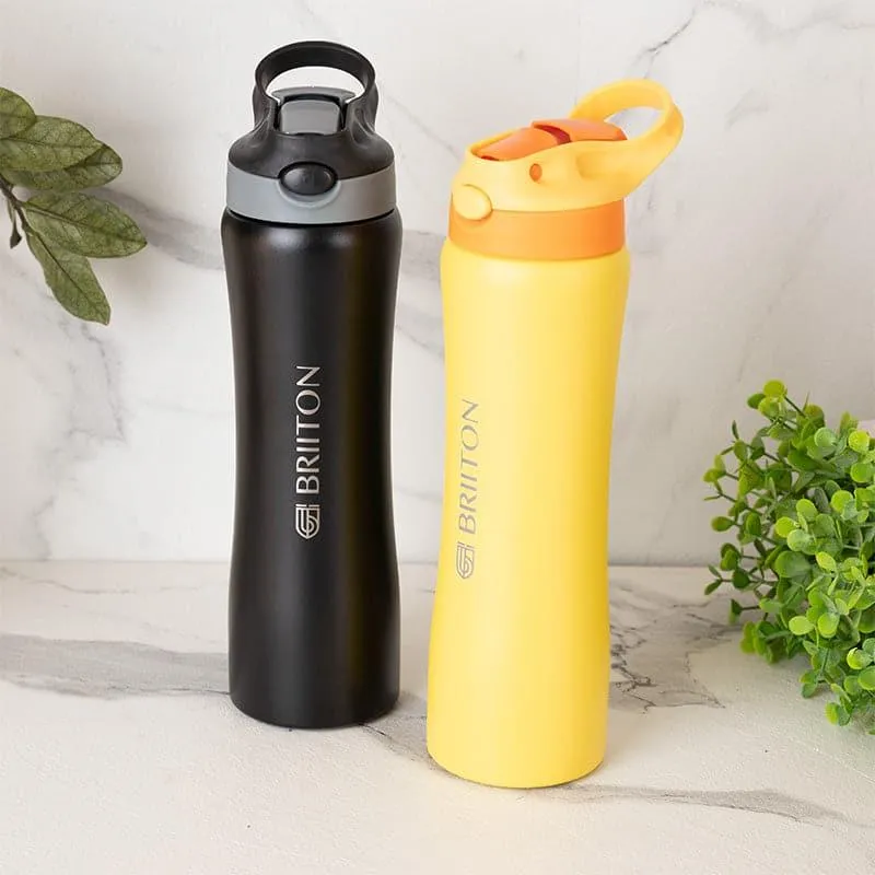 Handy Quench Hot & Cold Thermos Water Bottle (Black & Yellow, 750 mL Each) - Set Of Two media 1
