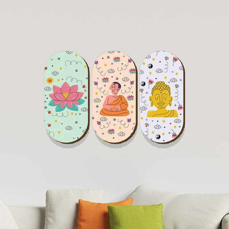 Trio Of Tranquility Wood MDF Wall Hanging - Set Of Three media 1