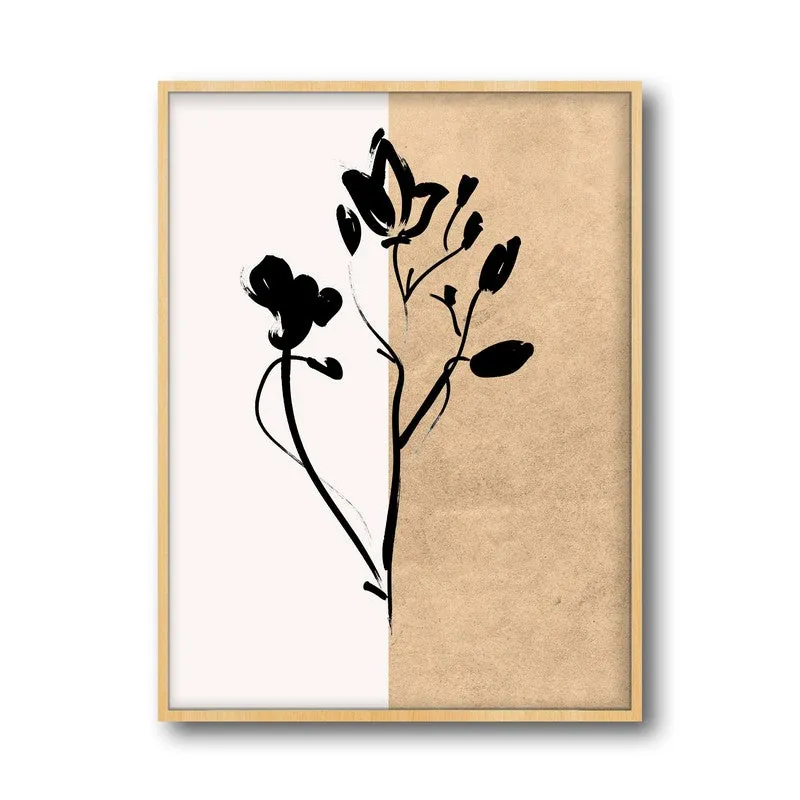 Dual Bloom Canvas Wall Painting With Brown Frame media 3