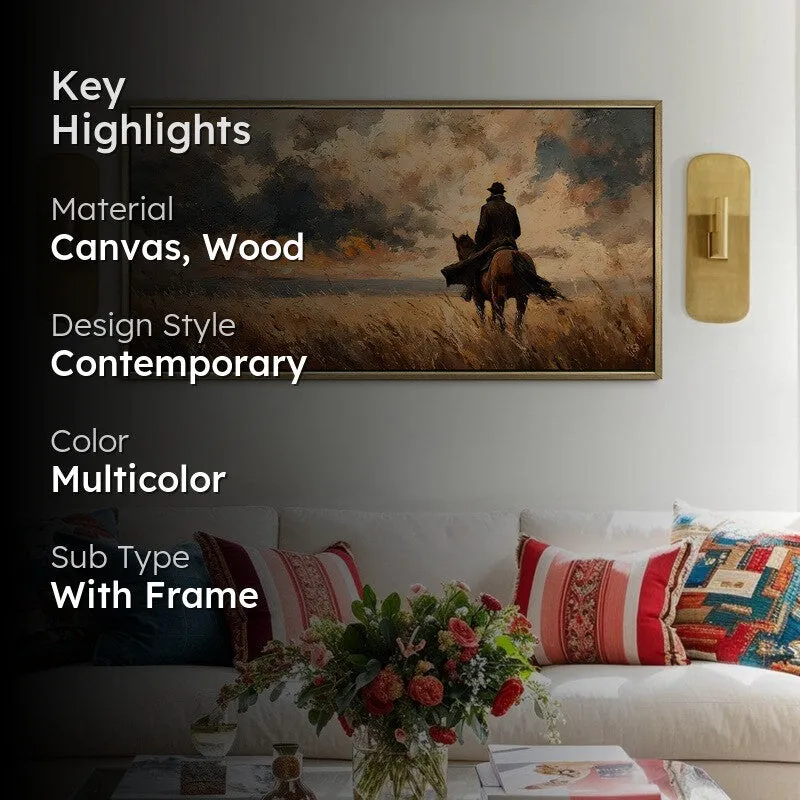 Lone Rider Canvas Wall Painting With Frame media 2
