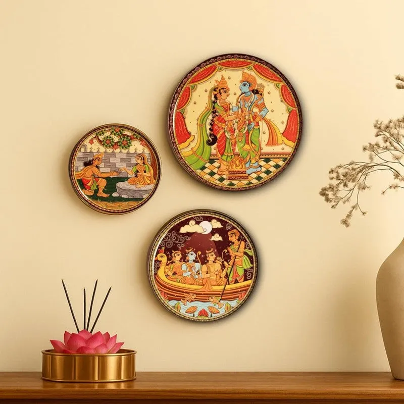 Pattachitra Ramayana Wall Plate - Set Of Three media 1