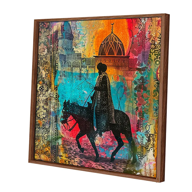 Horse Rider Wall Art With Frame - Brown media 3