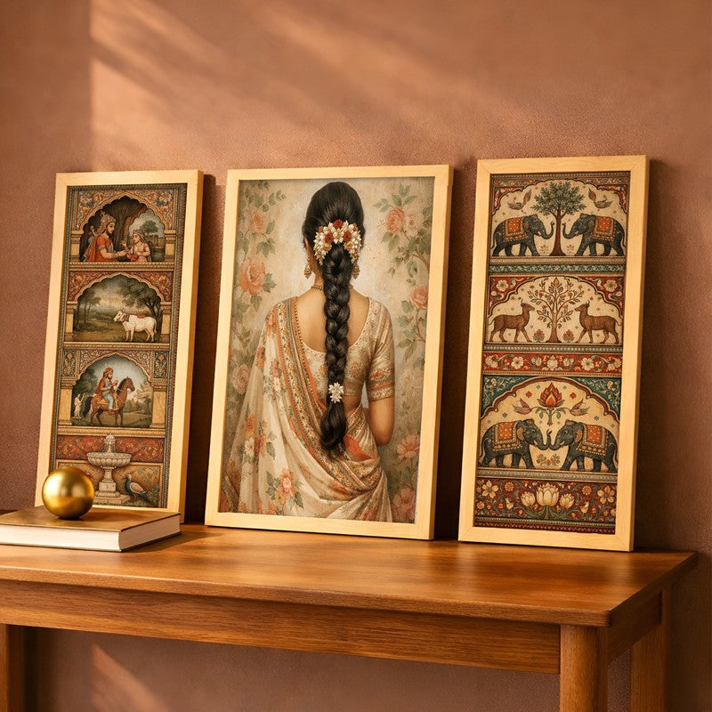 Ethnic Muse Wall Art With Frame - Set of Three