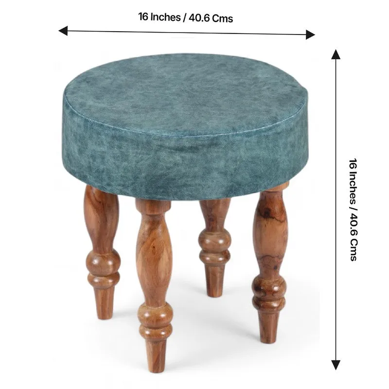 Qynex Sheesham Wooden Stools (Blue) - Set Of Two media 11